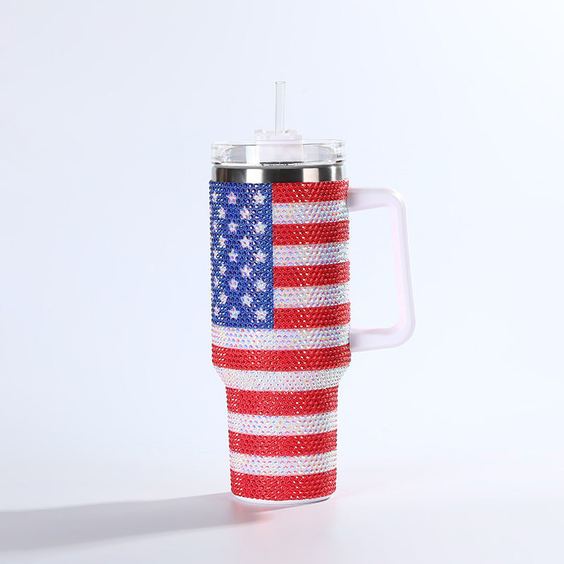 Wholesale Tumbler Ice Bullies Cup  Colorful Cow Pattern Diamond-encrusted Thermos Cup Straw Cup 40OZ Car Cup Ice Cup